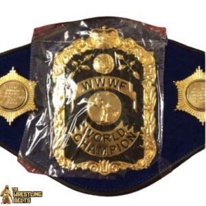 WWWF Bruno Sammartino Wordl Championship Wrestling Title Belt 2 Sides Plates