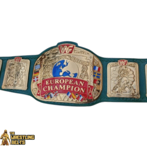 WWF European Championship Wrestling Belt Block Logo 4mm Zinc Adult Size